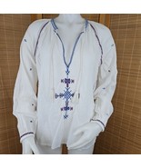 Sunday Best Boho Top Womens M Embroidered Cotton Peasant Blouse Sheer Ta... - €15,53 EUR