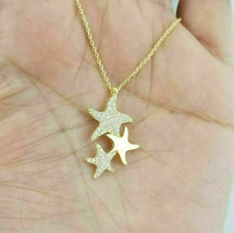 4Ct Lab Created Diamond Star Pendant Necklace 14K Yellow Gold Finish - £65.78 GBP