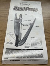 1986 LEE HAND PRESS RELOADING PRESS INSTRUCTIONAL MANUAL - $202.72 MXN