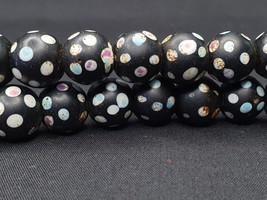 Black Skunk Venetian Trade Beads Dotted  Beads EAST OASIS Collection long strand - £118.64 GBP