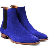 Awesome Handmade Dark Blue Suede Casual Dressing Chelsea Ankle Boot - $149.99