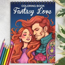 Fantasy Love Spiral-Bound Coloring Book for Adult, Easy and Stress Relief - £14.88 GBP