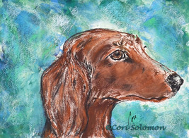Dog Art Dachshund Hound Monotype Hand Pulled Print Solomon  - $1,382.13 MXN