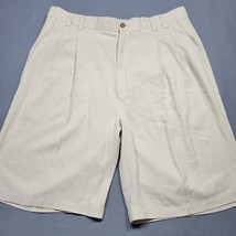 Cezani Men Shorts Size 34 Tan 100% Silk Preppy Pleated Classic Chino Lig... - £11.32 GBP