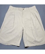 Cezani Men Shorts Size 34 Tan 100% Silk Preppy Pleated Classic Chino Lig... - £11.32 GBP