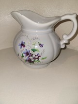 Vintage McCoy Pottery Pitcher Powder Blue Floral Flowers USA - £14.71 GBP