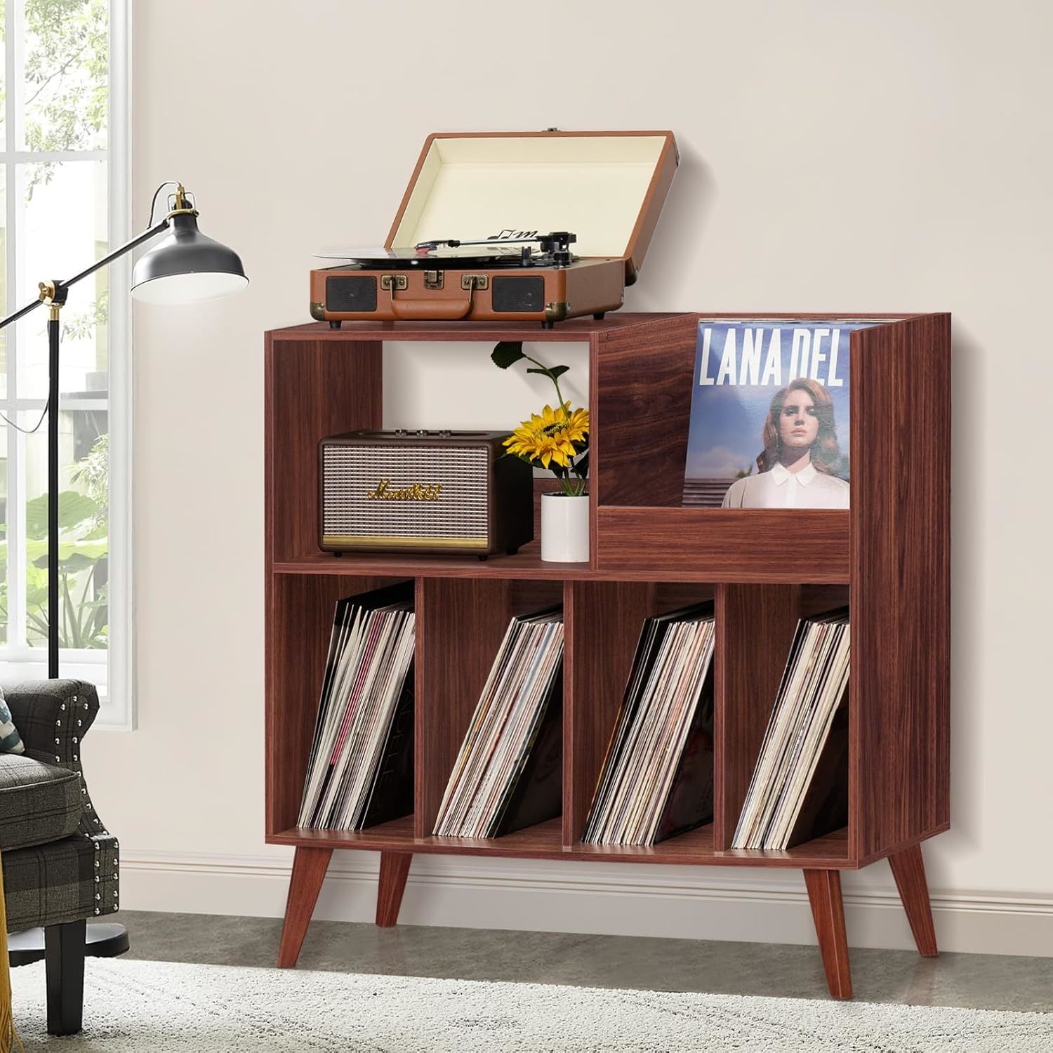 Lelelinky Large Record Player Stand, Turntable Stand With Storage ...