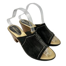 Sesto Meucci 8.5N Nu-Buck Leather Mule Slide Sandal Black 3in Heel - £27.24 GBP