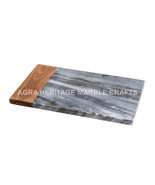 9&quot;x12&quot; Vegetable Chopping Marble &amp; Wood Board Handmade Art Kitchen Decor... - £129.98 GBP