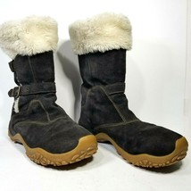 Salomon Winter Boots Women 10 Brown Leather Suede Lhasa Snow Faux Fur Contragrip - £30.17 GBP