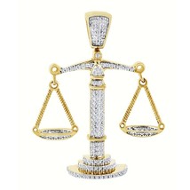 1/2 CT Real Moissanite Lucky Libra Scale Pendant 18K Yellow Gold Plated Silver - £68.76 GBP