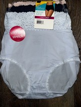 Vanity Fair Radiant Womens Brief Underwear Panties 3-Pair Nylon Blend Stripe ~ M - £18.70 GBP