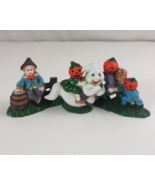 Vintage Set Of 3 Cute Halloween Jack O&#39; Lantern &amp; Scarecrow Small Figurines - €10,18 EUR