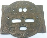 Antique Gesetzlich Geschutzt Signed Brass Switch Plate - $108.85
