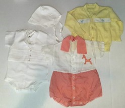 Vintage Lot Baby Boy Infant Clothes 50s-70s Embroidery Newborn - 12Mos Sweater!! - £12.05 GBP