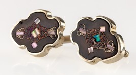 Sterling Silver Mexico PGG Lapidary Inlay Cufflinks - €92,27 EUR