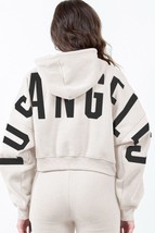 American Bazi Letter Graphic Long Sleeve Drawstring Cropped Hoodie - €37,66 EUR