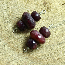 Red Ruby Faceted Rondelle Vermeil Pair Natural Loose Gemstone Making Jewelry - £2.75 GBP