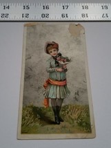 Home Treasure Trading Card Greeting Girl Orange Sash Dress Bonnet Flower... - $9.49