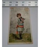 Home Treasure Trading Card Greeting Girl Orange Sash Dress Bonnet Flower... - €8,20 EUR