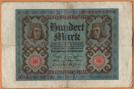 GERMANY 1920 Reichbank Fine 100 Mark Banknote Paper Bill Money  P- 69a - $2.24