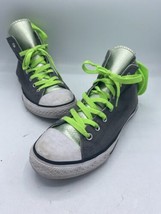 Converse All-Stars Junior Size 4 High Tops with Bow in Back Gray Green EUC  - $26.72