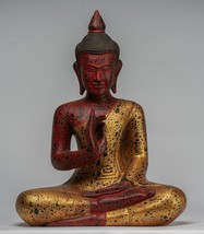 Khmer Antiguo Estilo Camboya Sentado Madera Estatua De Buda Teaching Mudra - £658.55 GBP