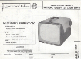 1957 GE HALLICRAFTERS 10TS900T 10TS901T TELEVISION Tv Photofact MANUAL S... - $10.88
