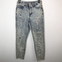 YMI Womens High Rise Denim Jeans Size 3/26 Distressed Paint Splatter Raw Hem - £14.71 GBP