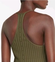 $193 Helmut Lang Slash Tank Top Olive Green Size Small Super Stretchy  - £31.14 GBP