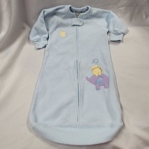 Vintage 90s Baby Carters Elephant Lion Monkey Zip Zippered Fleece Gown Star 0-9 - £11.64 GBP