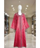 70s Vintage Red Moroccan Brocade kaftan, 1970s Red and Gold floral Cafta... - $233.04 CAD