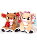 Set of 2 toys Rudolph &amp; Clarice  Sitting Plush Toys  12 inch each New wi... - £27.86 GBP
