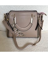 Blush Pink Crossbody Handbag Purse Embroidered Floral Design Zip Closure - $24.75