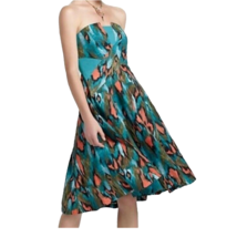 Anthropologie Girls From Savoy Teal Painted Ikat Strapless Dress Womens ... - £28.24 GBP