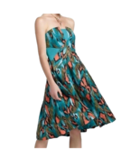 Anthropologie Girls From Savoy Teal Painted Ikat Strapless Dress Womens ... - £28.73 GBP