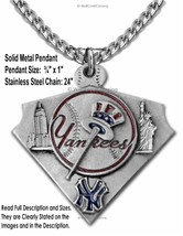 NEW YORK YANKEES NECKLACE STAINLESS STEEL CHAIN  BASEBALL DAD GIFT FREE ... - £16.72 GBP