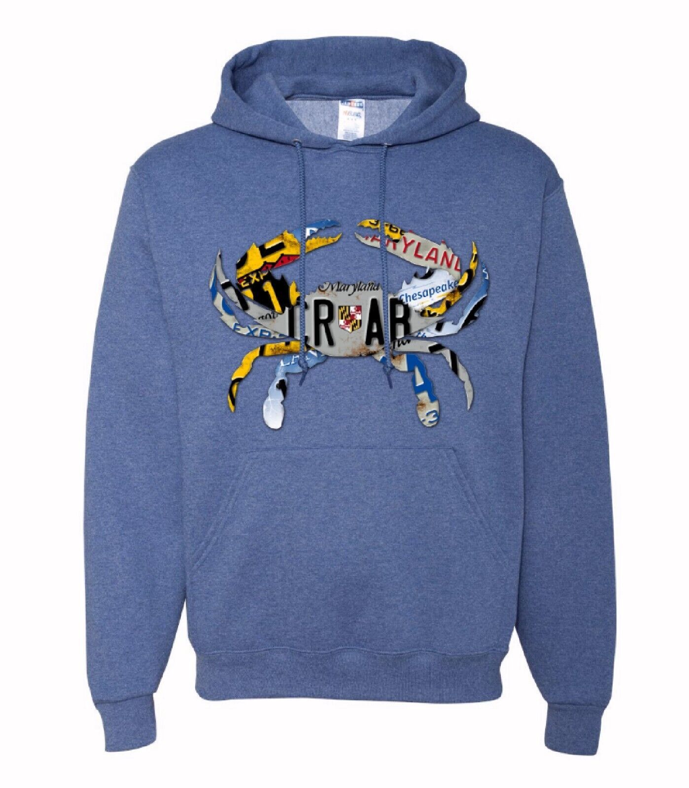 Maryland Crab License Plate Pullover Hoodie  NEW Fast Free Ship
