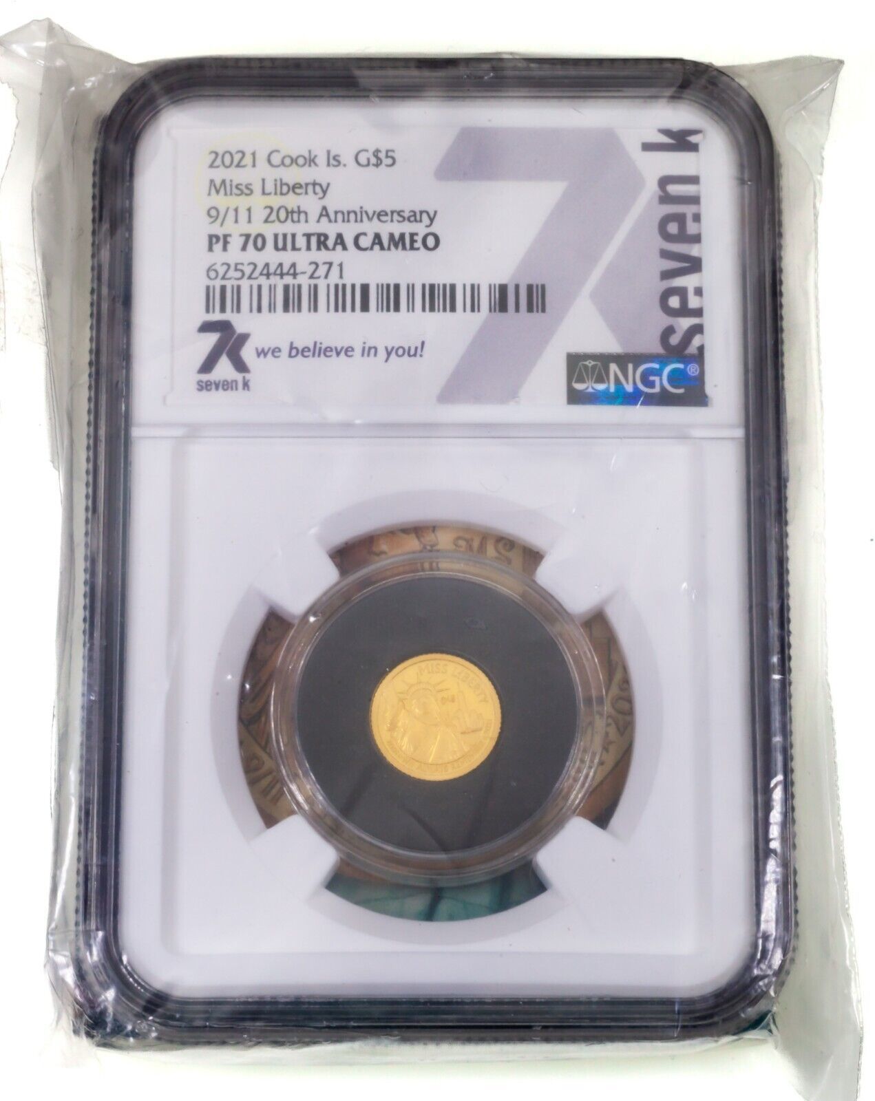 Primary image for 2021 Cook Islands G$5 Miss Liberty 1/2 g Gold Coin Graded by NGC as PF70 UCam