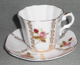 1950s/60s Royal Grafton PINK / RED ROSES MOTIF Bone China CUP SAUCER SET... - $27.71