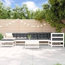  Garden Lounge Set White Solid Pine Wood, Oxford Fabric, PP Cotton - $1,948.28 CAD