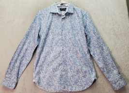 Denim &amp; Flower Dress Shirt Mens S Blue White Paisley Slim Fit Collar Button Down - £13.86 GBP