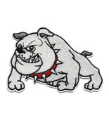 BULLDOG IRON ON PATCH 3.5&quot; Cartoon Smiling Dog White Embroidered Appliqu... - $111.80 MXN