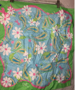 LILY PULITZER FORD Green &amp; Blue &amp; PINK Cotton WOMENS SCARF 2004 - €9,66 EUR