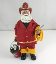 Vintage PDL Fireman Santa With Dalmatian Puppy In Bucket 10&quot; Figurine - $19.39