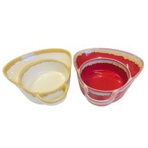 2 LTD Commodities Drip Glaze Pottery Soup And Cracker Bowls Chips Dip Red Tan - £19.43 GBP