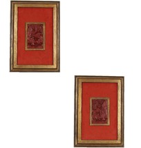 Pair of (2) Framed Antique Asian Cinnabar Carvings 11 7/8&quot;x17&quot; Each - £997.08 GBP