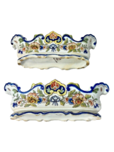 2 French Faience Jardiniere Planters Cache Pots Pottery Pair - $1,385.99