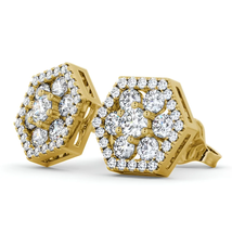 Cluster RoundLab Grown Diamond Earrings 14K Yellow Gold - $22,114.21 MXN