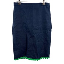 J Crew Navy Blue Linen Skirt With Green Trim Size 0 New - $24.98